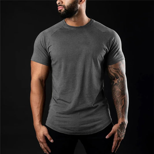 Plain Gym T-shirt Men Summer Fitness Clothing