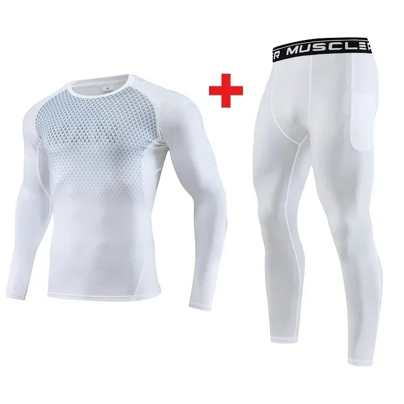 2pcs Set Men Running Compression Sportswear