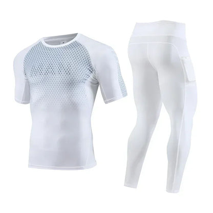 2pcs Set Men Running Compression Sportswear