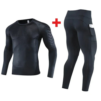 2pcs Set Men Running Compression Sportswear