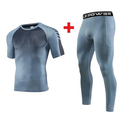 2pcs Set Men Running Compression Sportswear