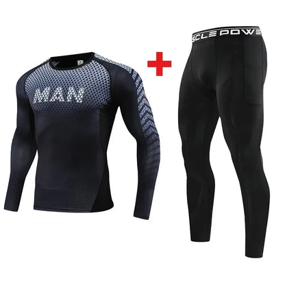 2pcs Set Men Running Compression Sportswear