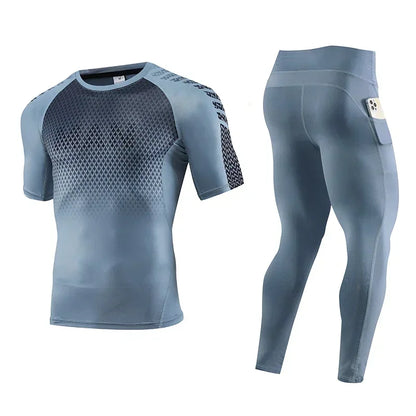 2pcs Set Men Running Compression Sportswear