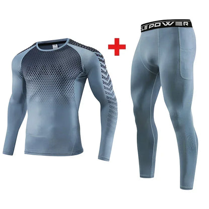 2pcs Set Men Running Compression Sportswear