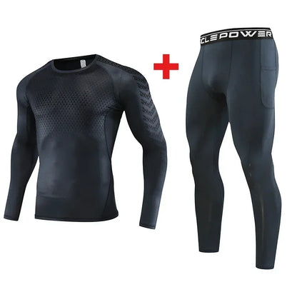 2pcs Set Men Running Compression Sportswear