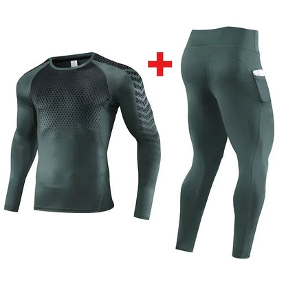 2pcs Set Men Running Compression Sportswear