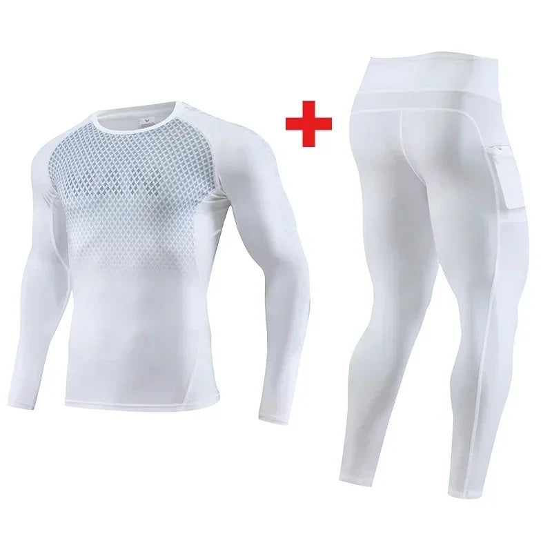 2pcs Set Men Running Compression Sportswear