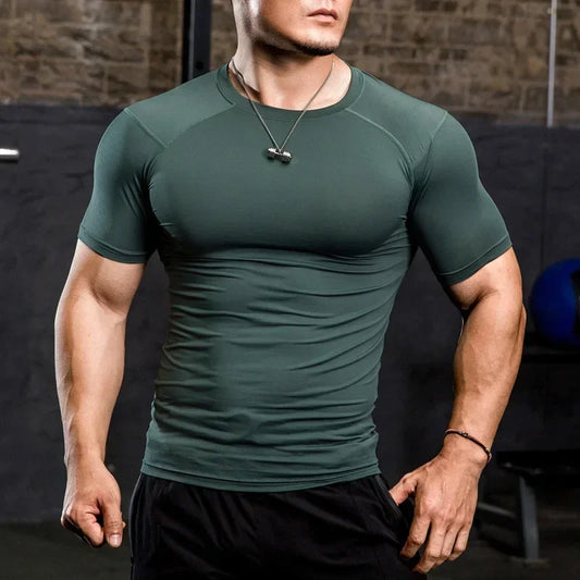 Men Tight Bodybuilding Sport T-shirt